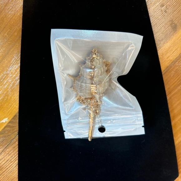 Boutique Beachy Conch Shell Pendant Necklace with Gold-Toned Cable Chain - Picture 12 of 13